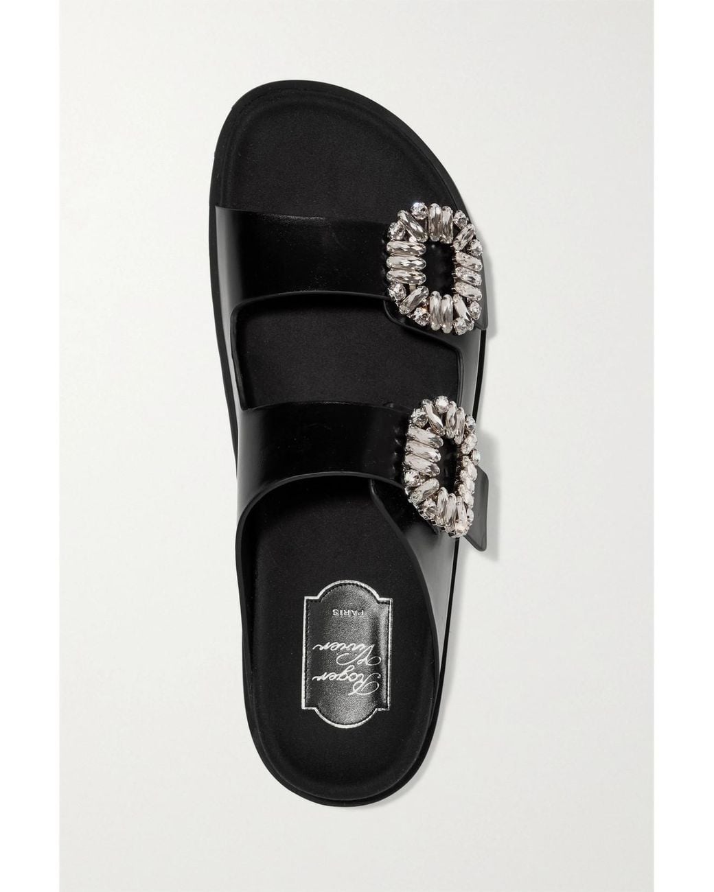 Roger Vivier White Slidy Viv Crystal-Embellished Leather Slides