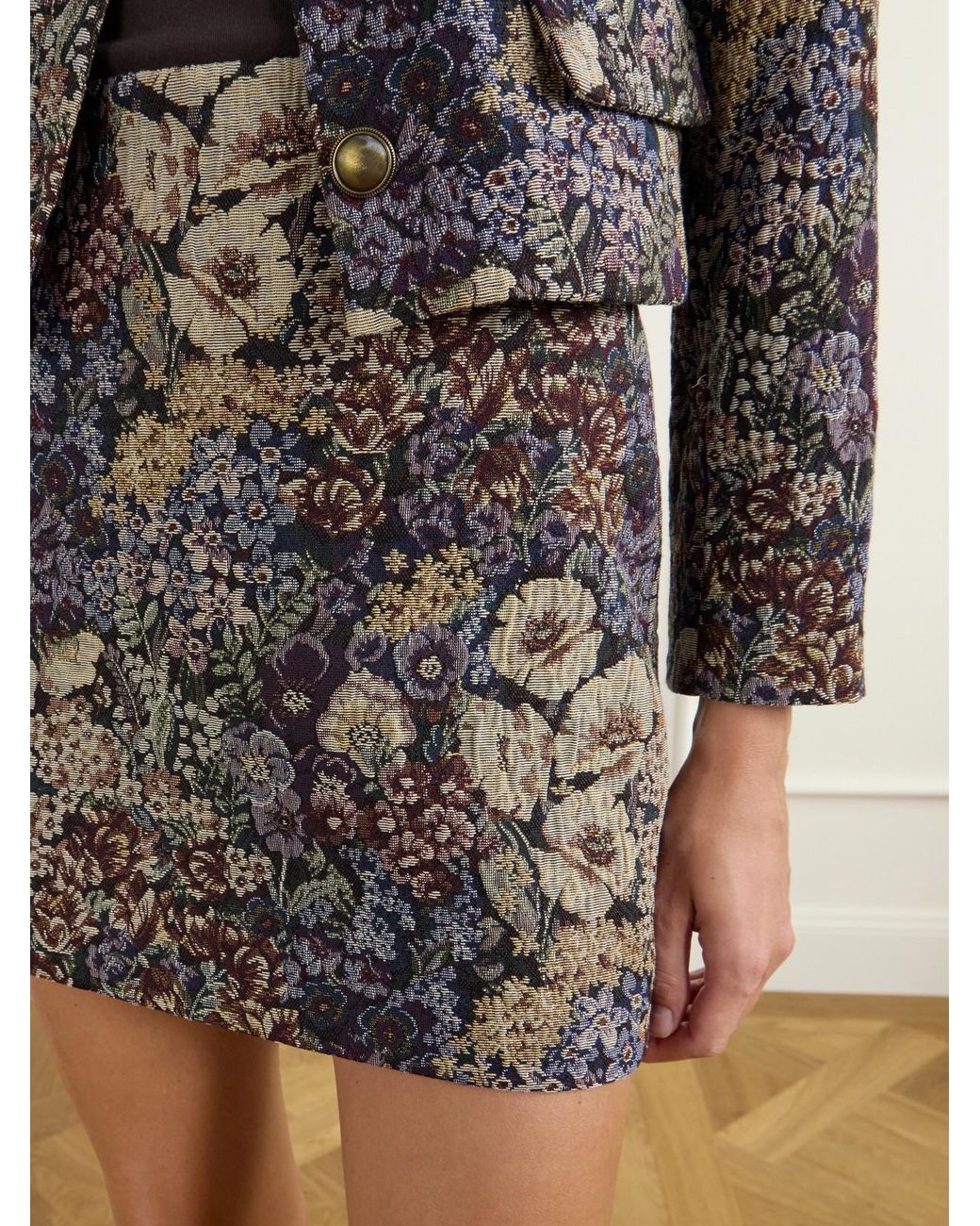 Veronica Beard Multicolor Ohemia Floral-Brocade Mini Skirt