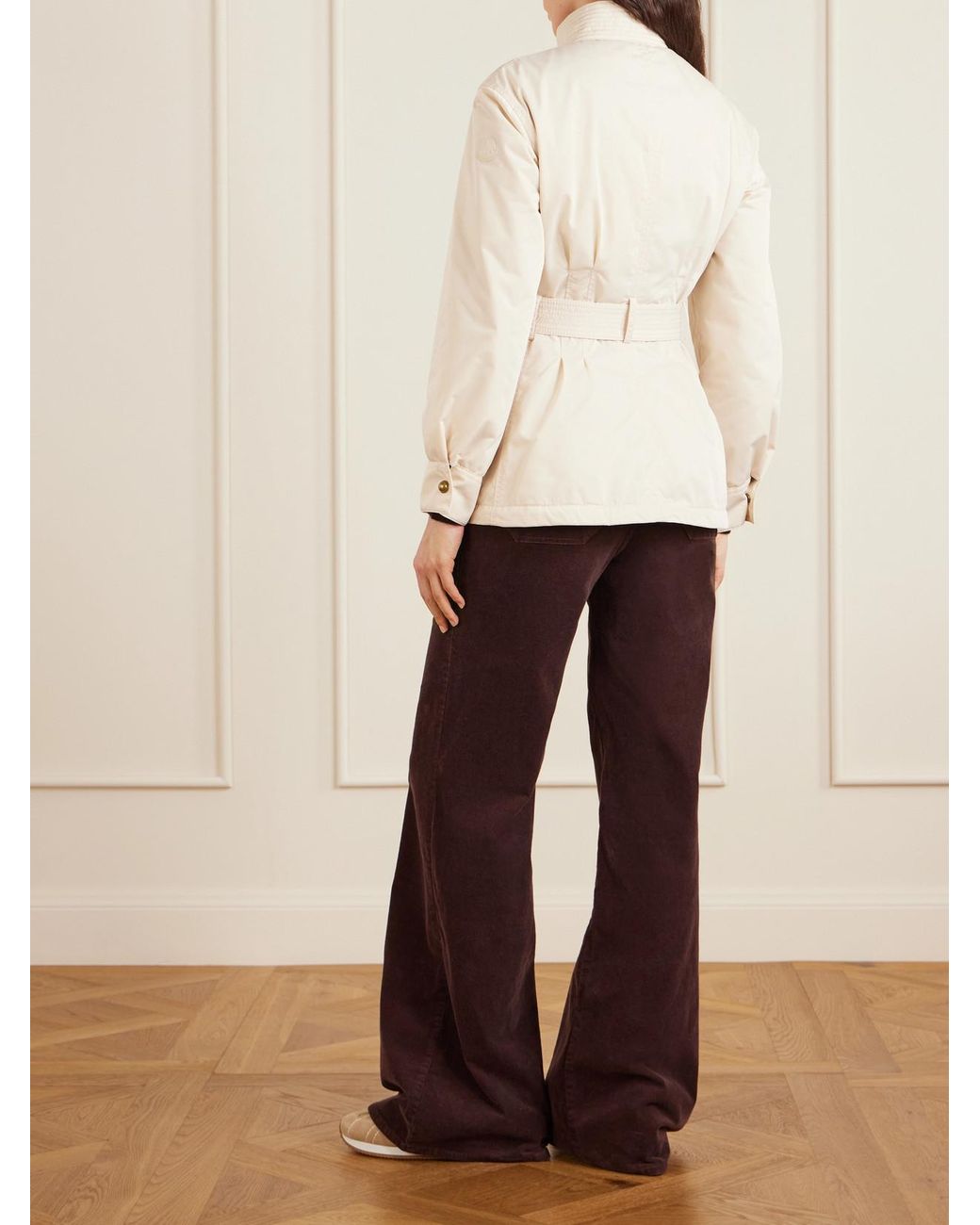 Moncler Natural Maitake Appliquéd Belted Gabardine Jacket
