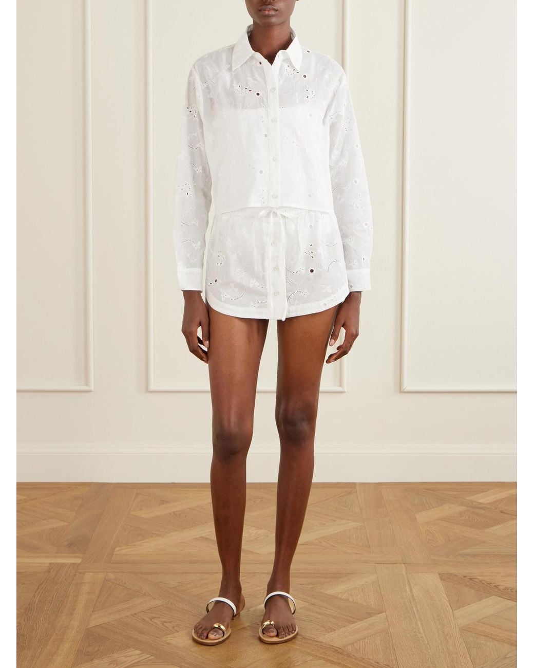 Kiki de Montparnasse White Simone Broderie Anglaise Cotton Mini Skirt
