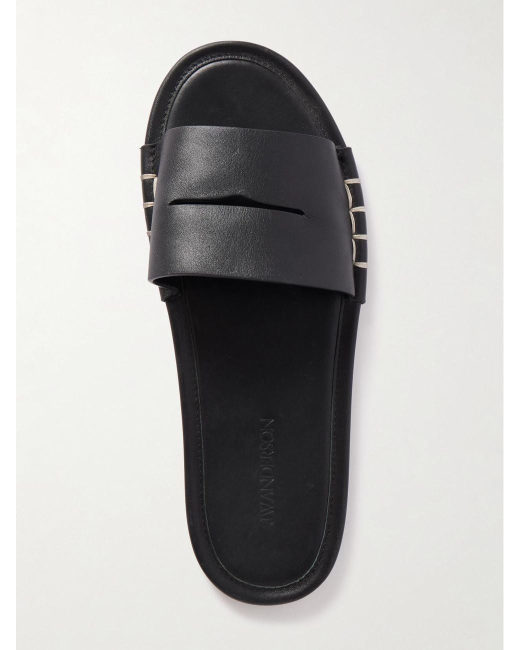 J.W. Anderson Black Loafer Leather Slides