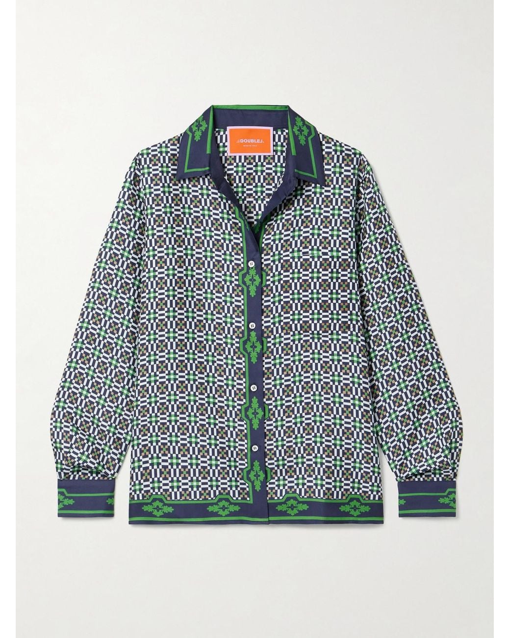 LaDoubleJ Blue Icon Boy Printed Silk-Twill Shirt