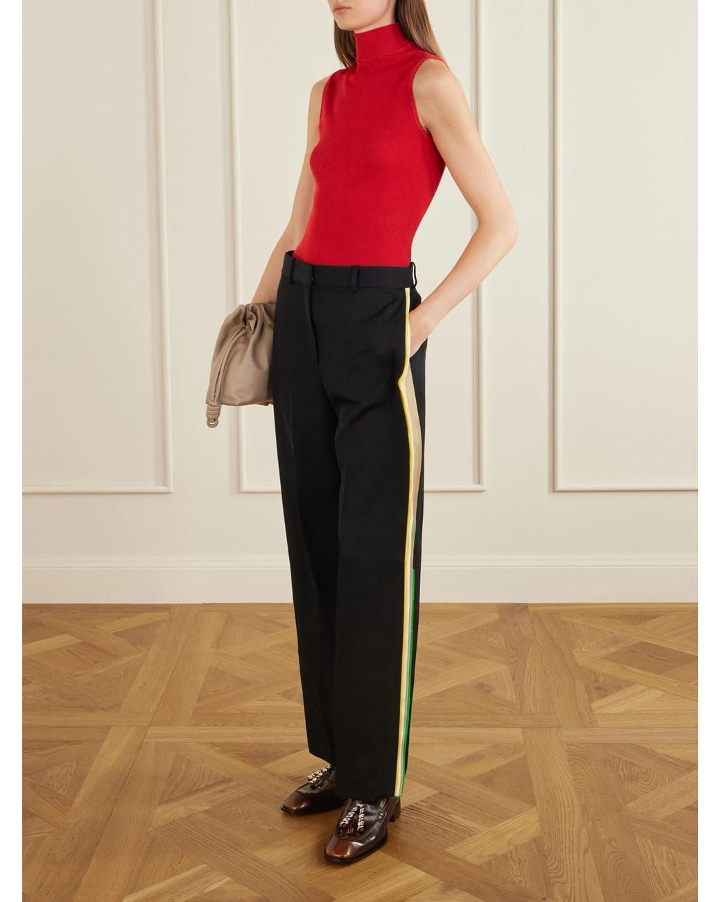 Loewe Black Striped Wool Straight-Leg Pants