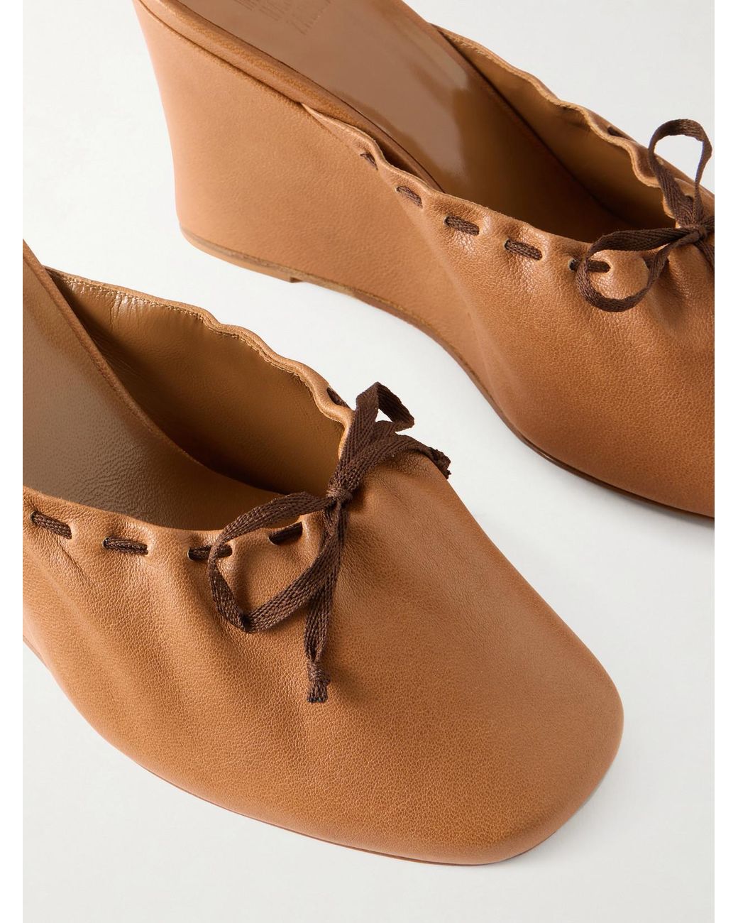 Maryam Nassir Zadeh Brown Ballet Leather Wedge Mules