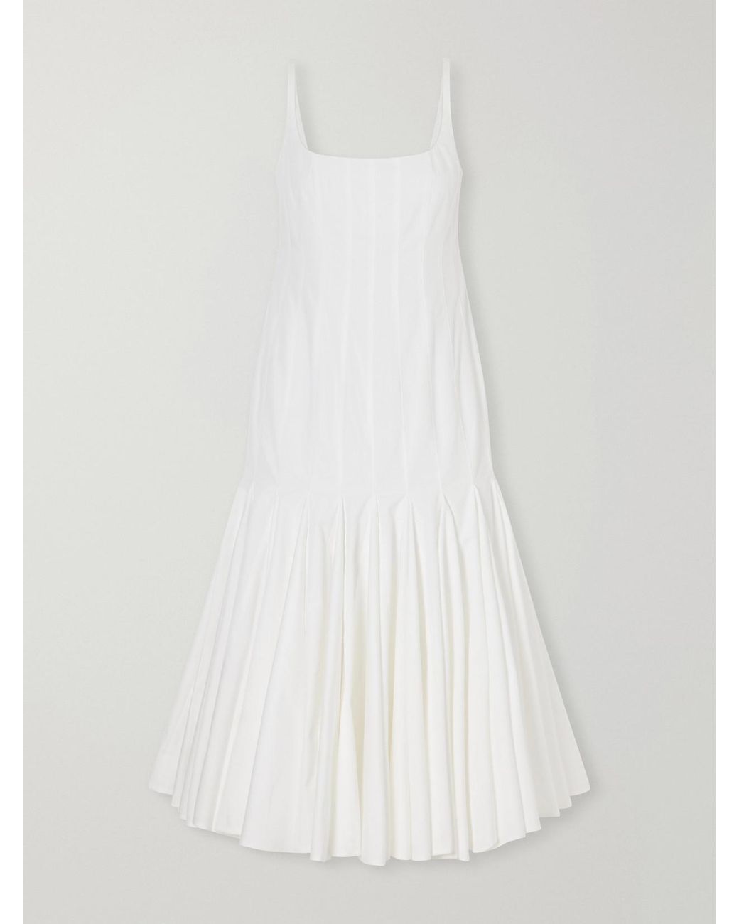 Jacquemus White La Robe Pleated Cotton-Poplin Midi Dress