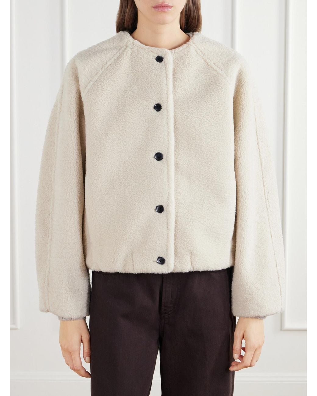 Citizens of Humanity Natural Cropped Plush Bomber Jacket