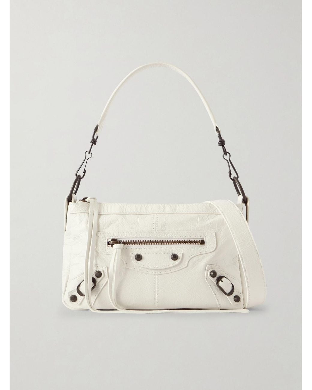 Balenciaga Natural Le City Moto Mini Crinkled-Leather Shoulder Bag