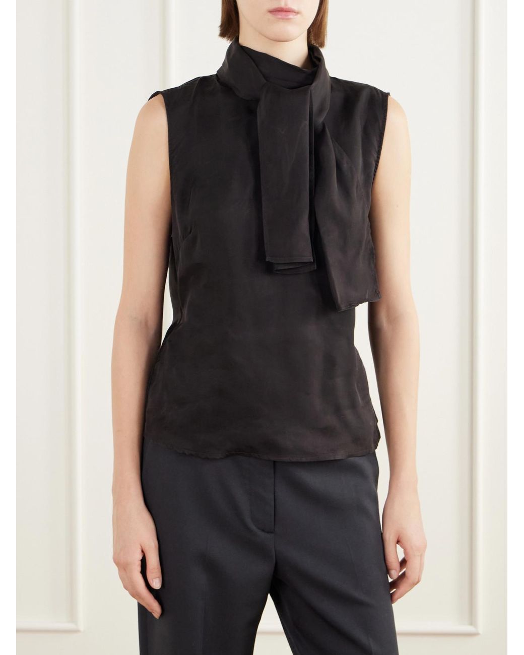 Our Legacy Black Virtous Scarf-Detailed Draped Crepe Top
