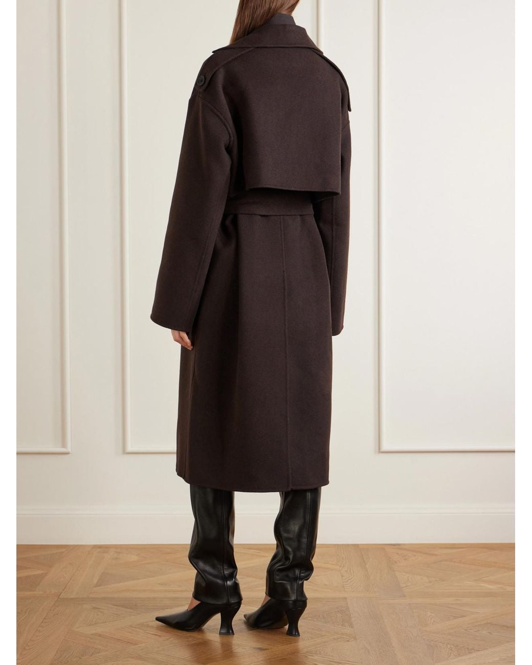 Khaite Black Manston Belted Wool Coat