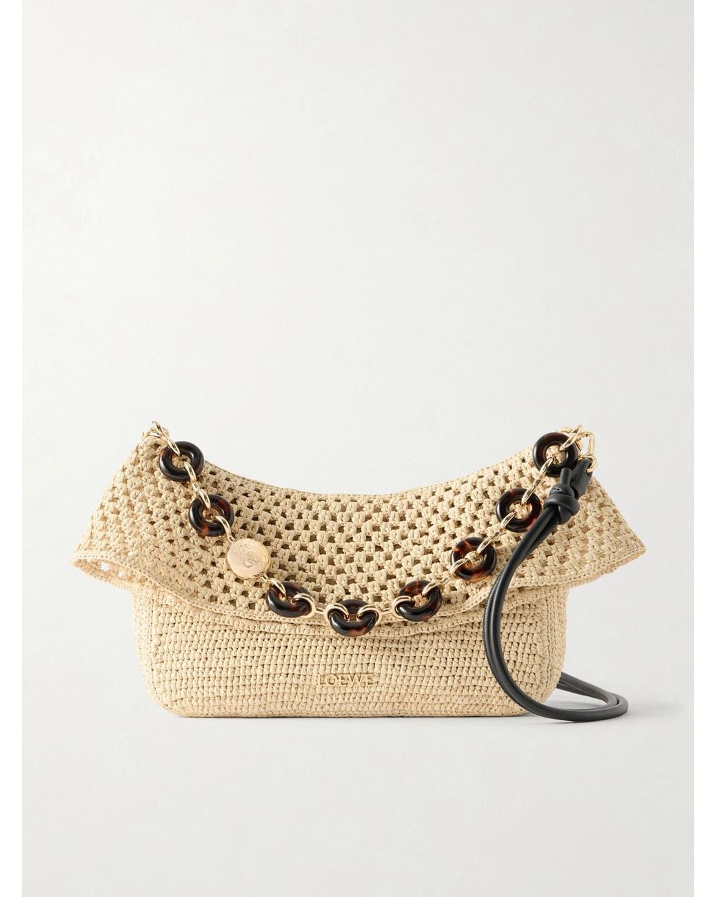 Loewe Natural Paula's Ibiza Ola Medium Embellished Raffia Shoulder Bag
