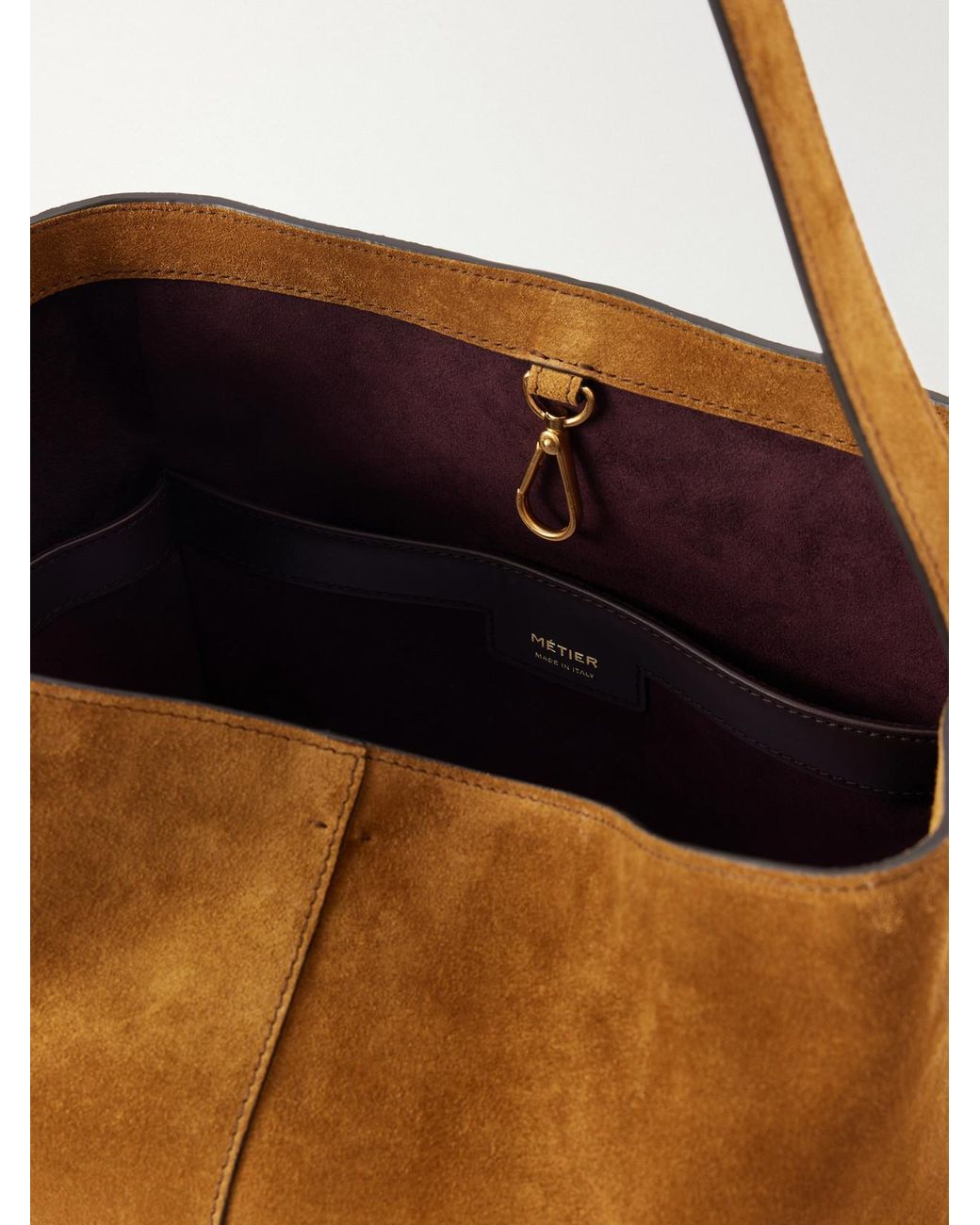 Metier Brown Tilt 22 Suede Shoulder Bag