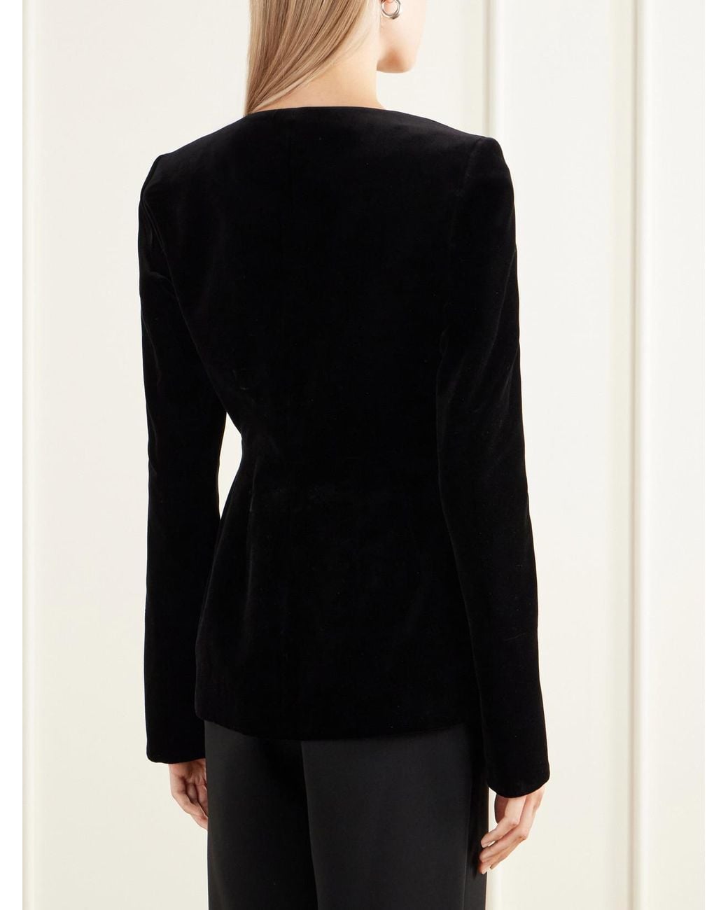 LIBEROWE Black Amber Darted Cotton-Velvet Blouse