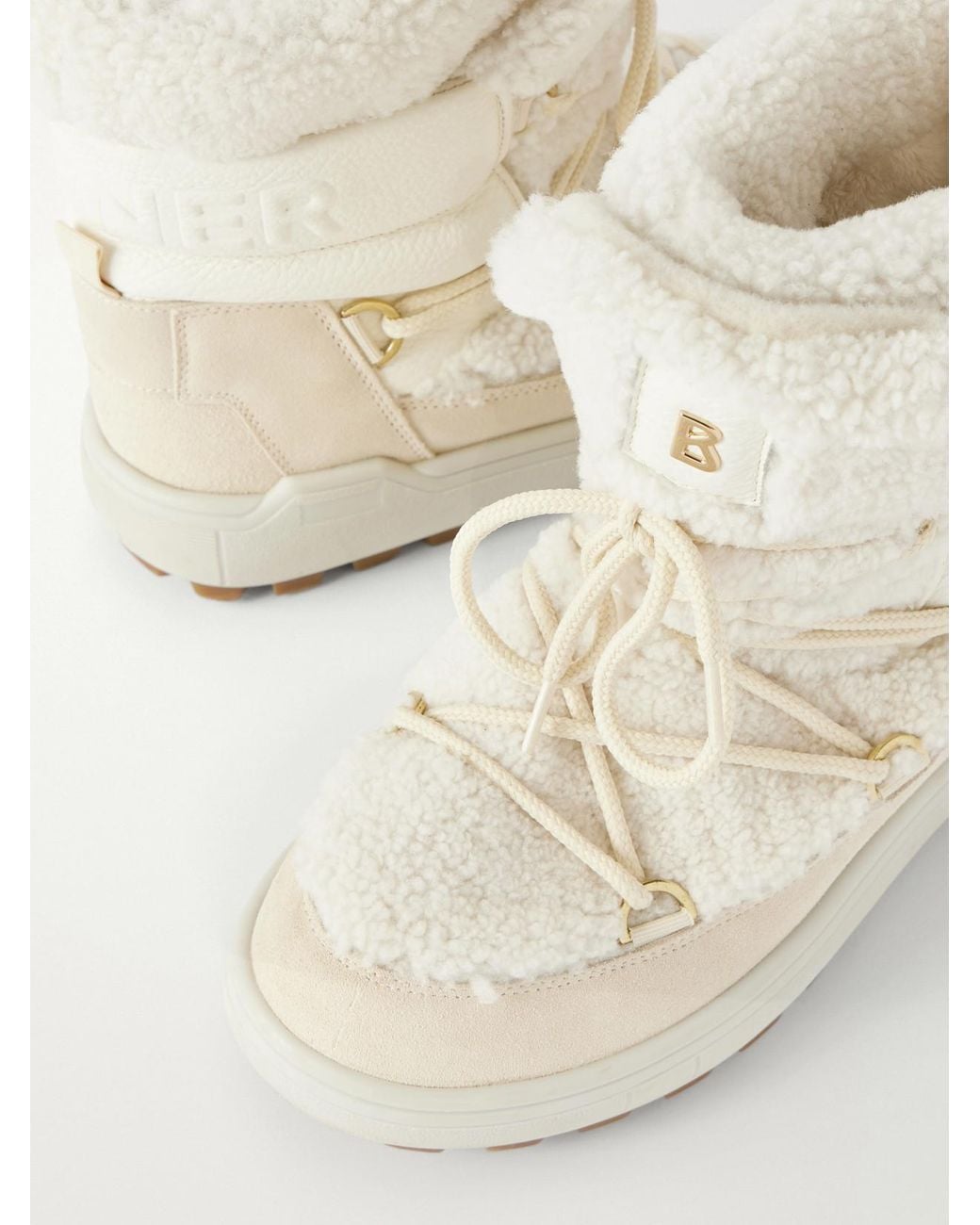 Bogner White Chamonix S 10 C Suede-Trimmed Shearling Snow Boots