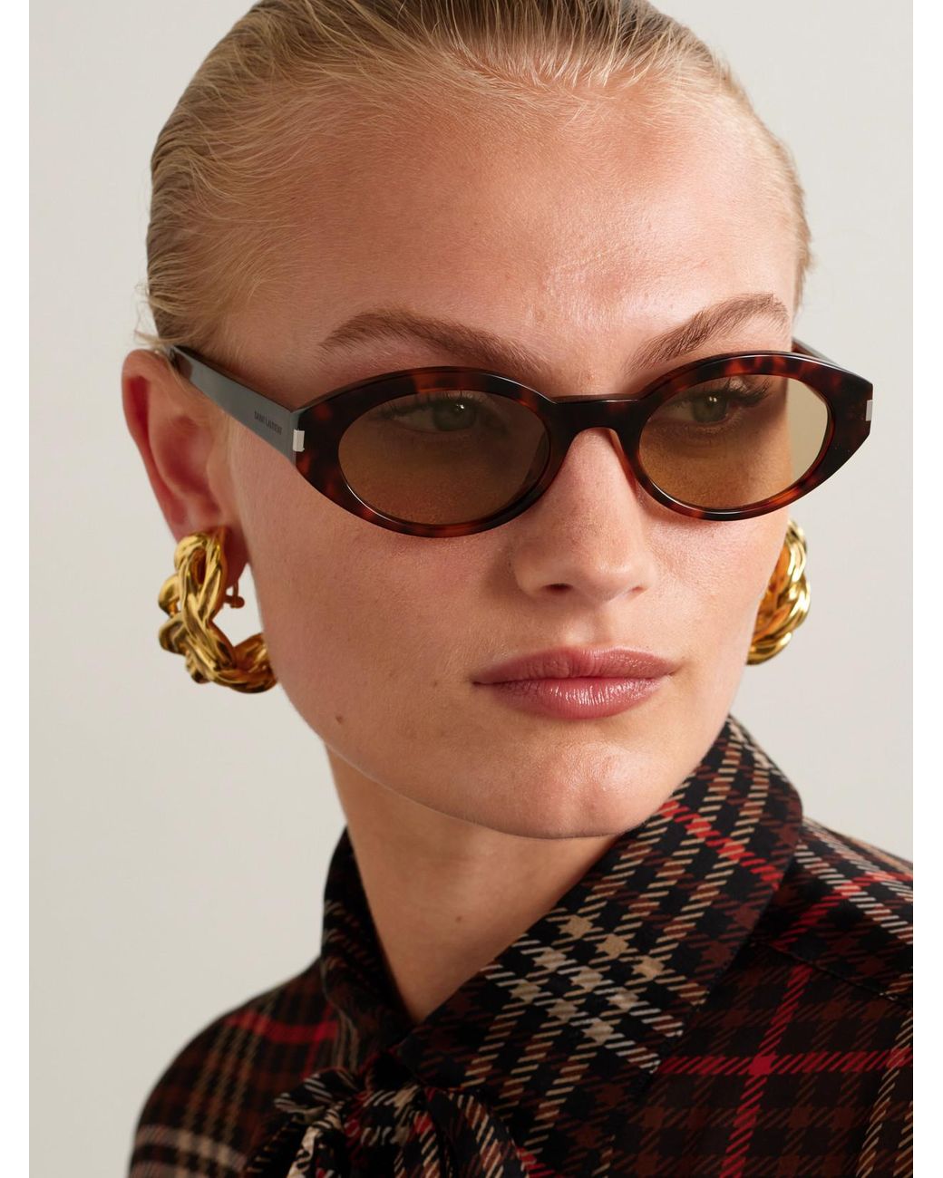Saint Laurent Multicolor Oval-Frame Acetate Sunglasses