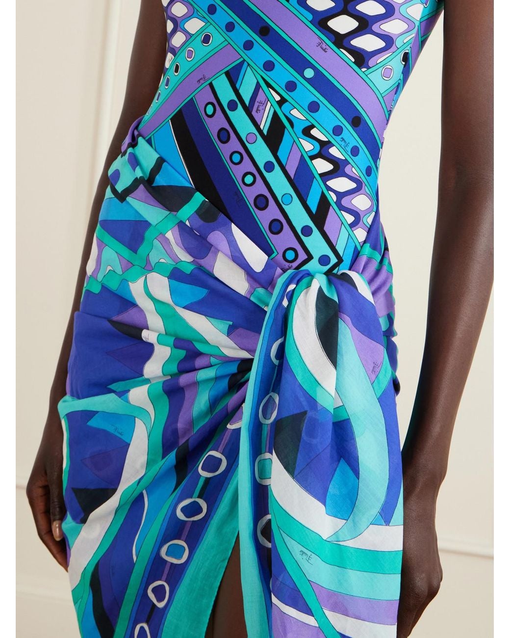 Emilio Pucci Blue Printed Cotton-Voile Pareo