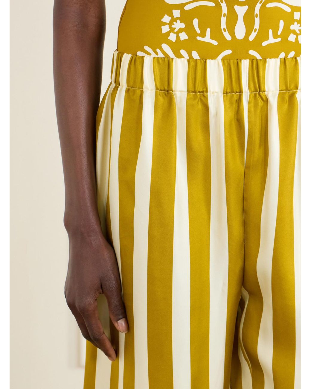 Eres Yellow Pacha Striped Silk-Twill Straight-Leg Pants