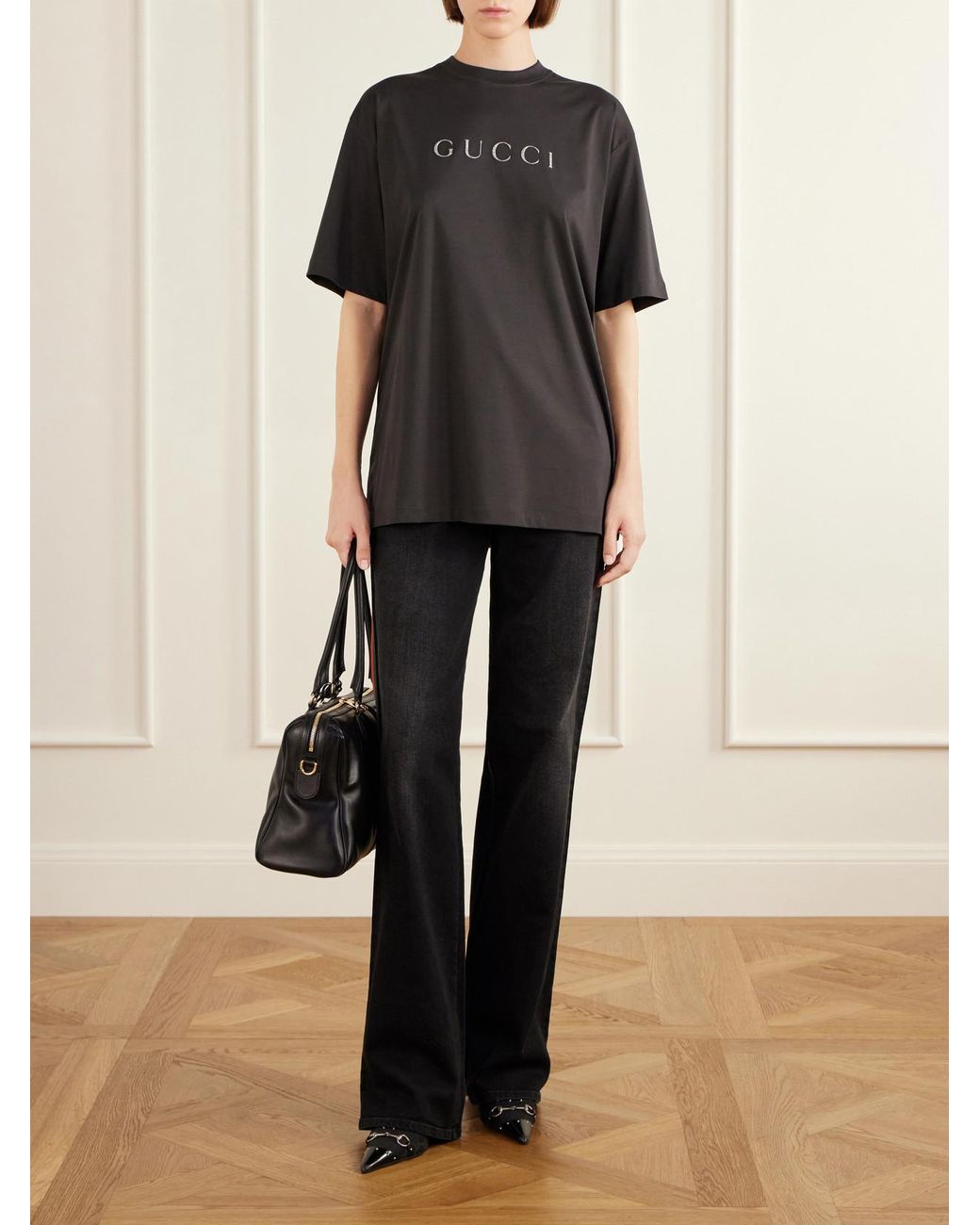 Gucci Black Logo-Appliquéd Cotton-Jersey T-Shirt