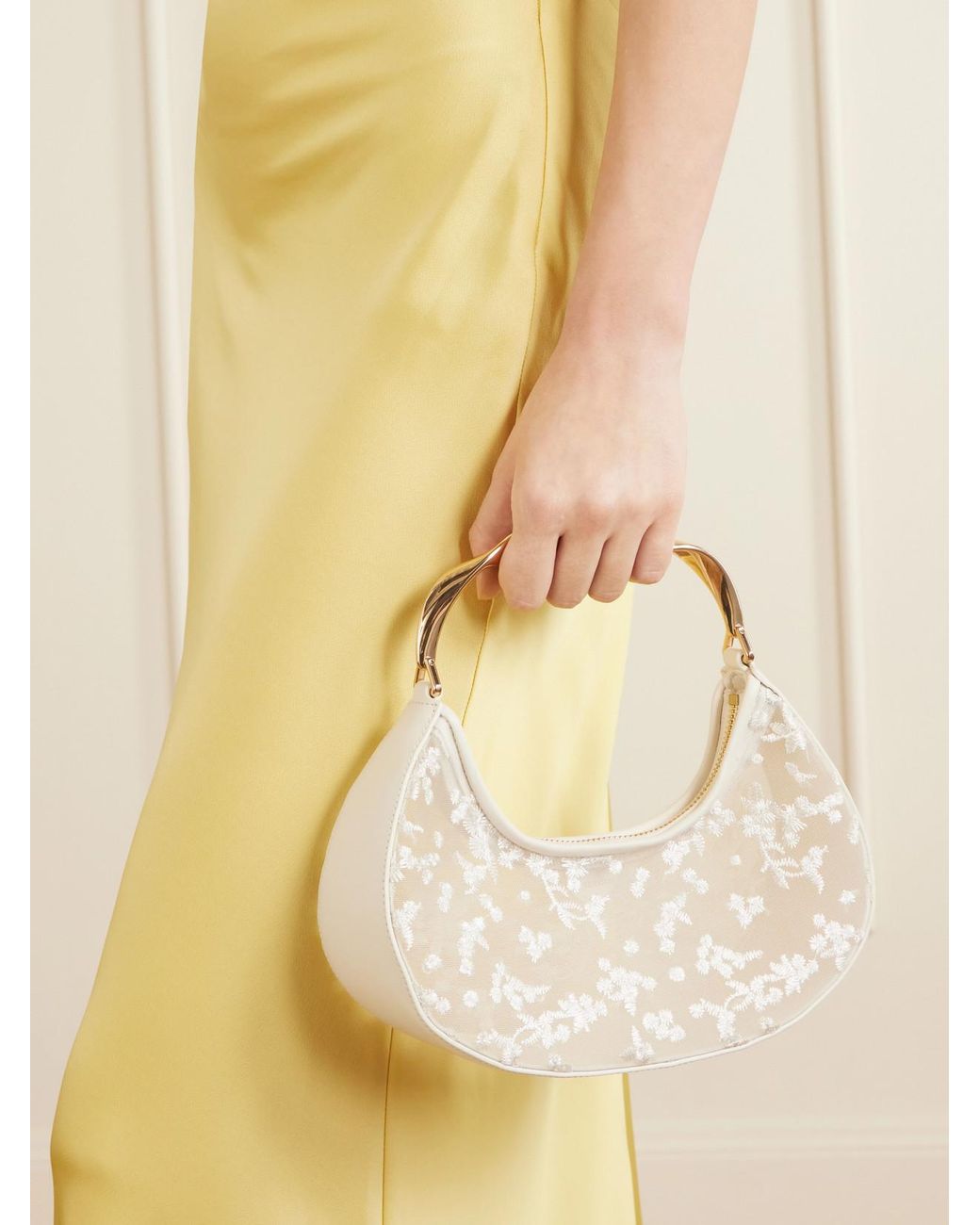Jonathan Simkhai White Nixi Twist Leather-Trimmed Embroidered Mini Bag