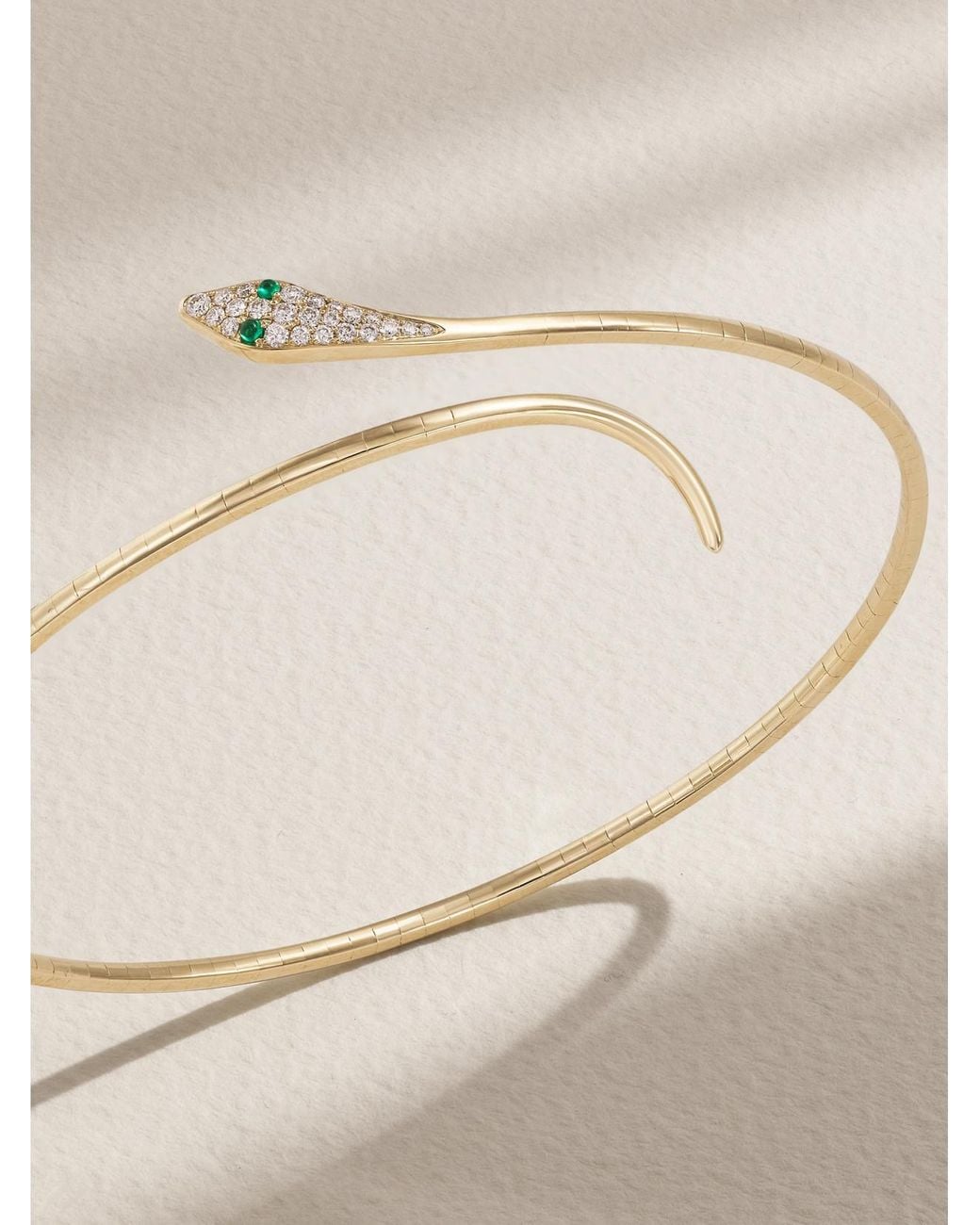 Diane Kordas Natural Snake 9-Karat, Emerald And Diamond Arm Cuff