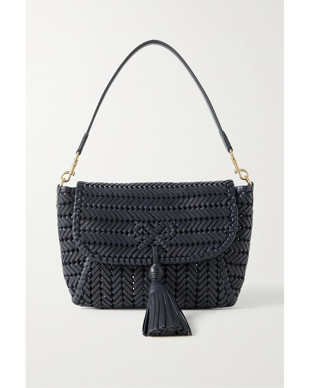 Anya Hindmarch The Neeson Tasseled Woven Texturedleather Shoulder Bag