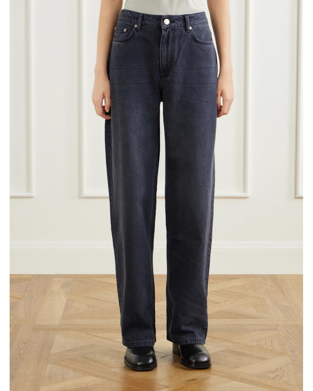 mfpen Blue Frequent Organic High-Rise Wide-Leg Jeans
