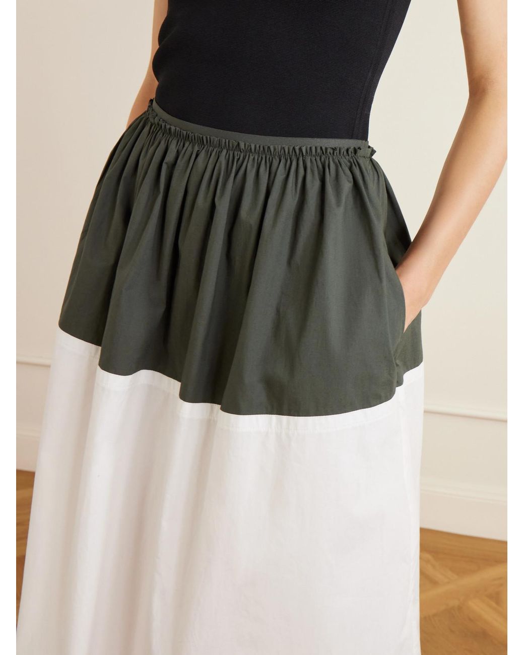 Proenza Schouler Black Nyla Cotton-Poplin Midi Skirt