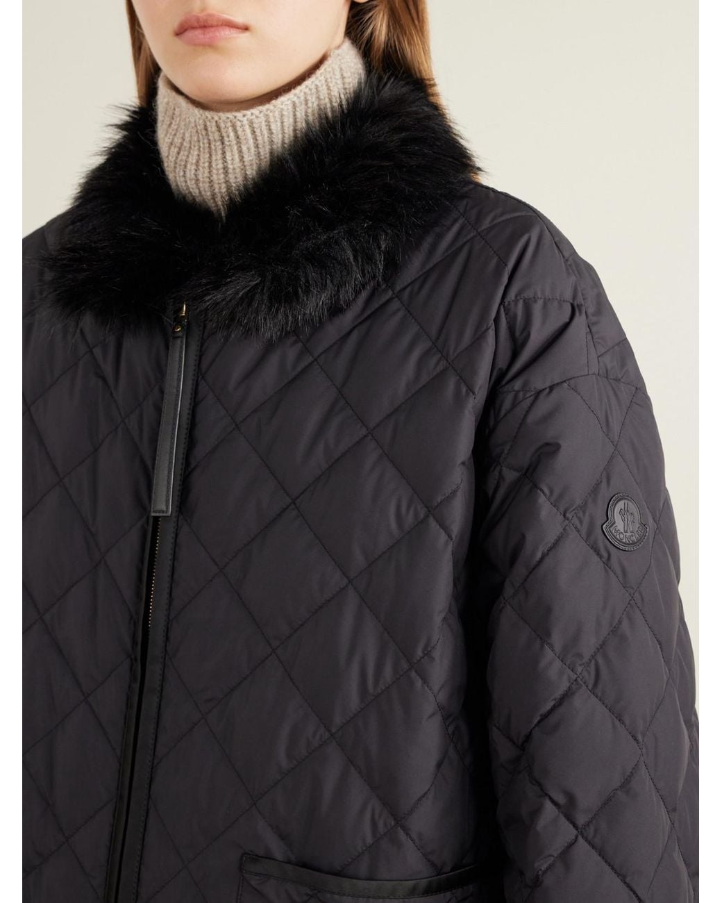 Moncler Black Chaleureux Plush-Trimmed Shell Quilted Down Jacket