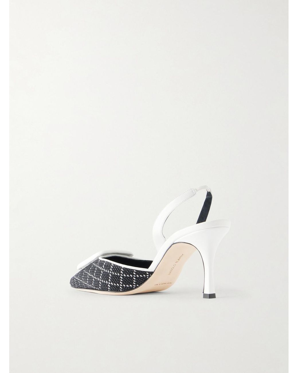 Manolo Blahnik Black Mayslibi 70 Woven Leather Slingback Pumps