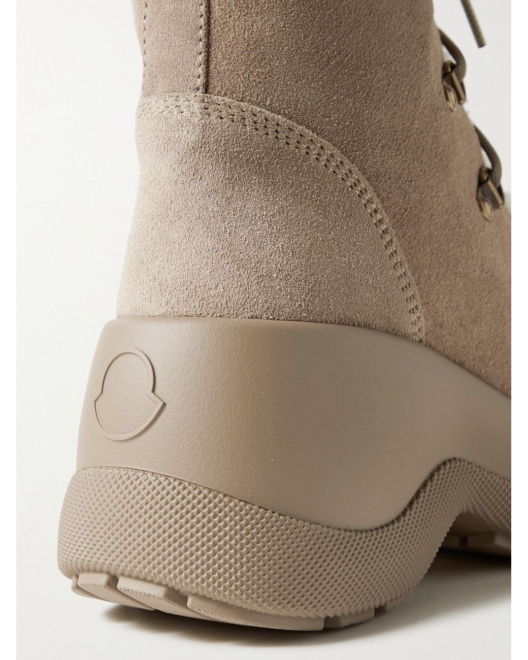 Moncler Natural Resile Trek Plush-Trimmed Suede Ankle Boots