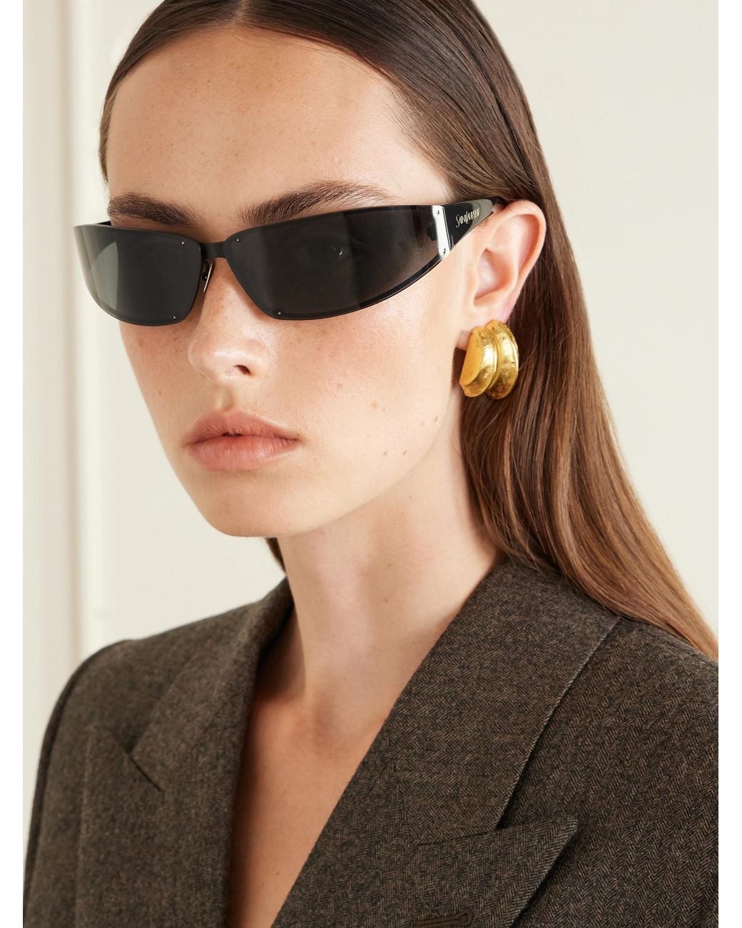 Saint Laurent Gray Sl 963 Square-Frame Metal Sunglasses