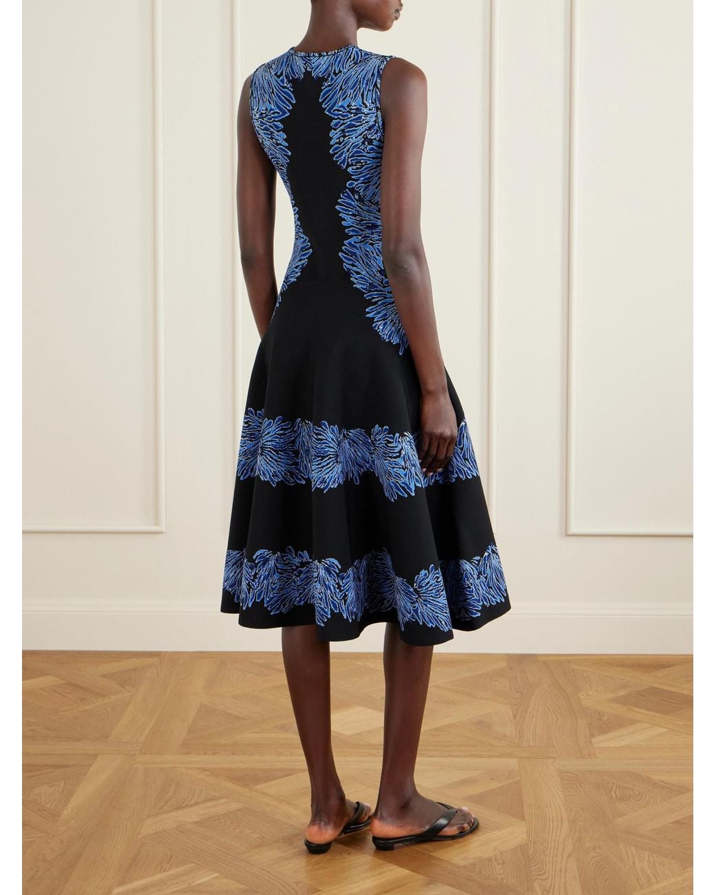 Ulla Johnson Blue Iona Jacquard-Knit Midi Dress