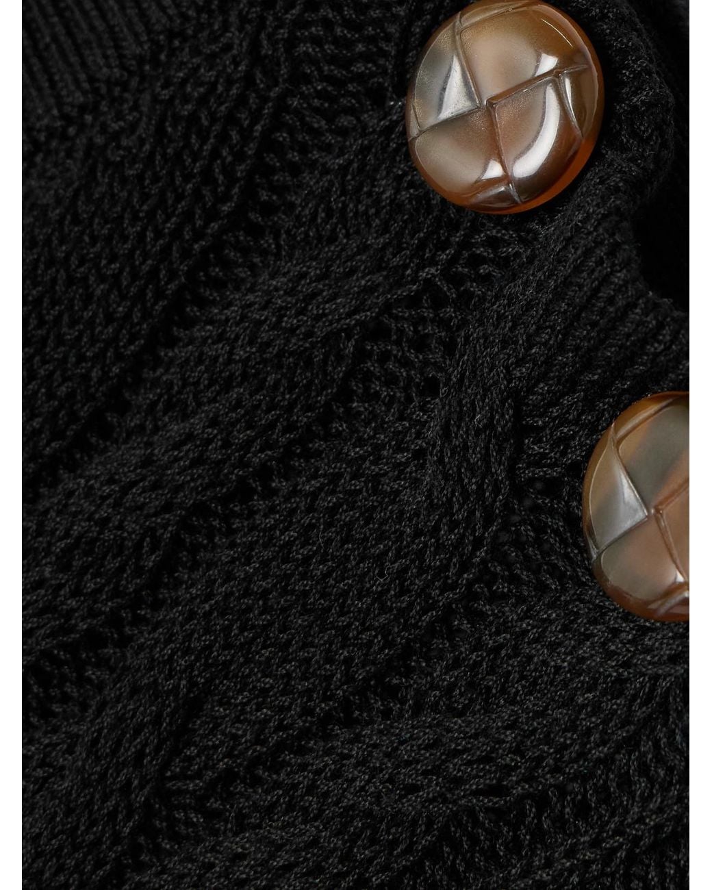 Blazé Milano Black Button-Embellished Cable-Knit Cotton Sweater