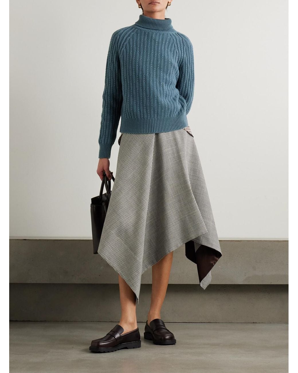 James Purdey & Sons Blue Annabel Cable-Knit Cashmere Turtleneck Sweater