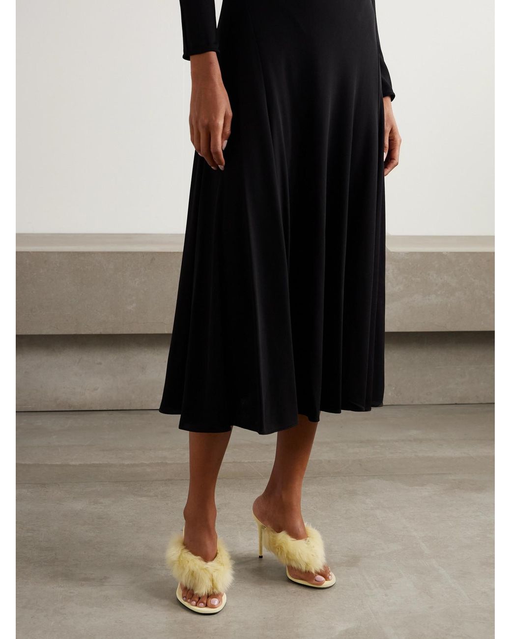 Alaïa Yellow Shearling Mules