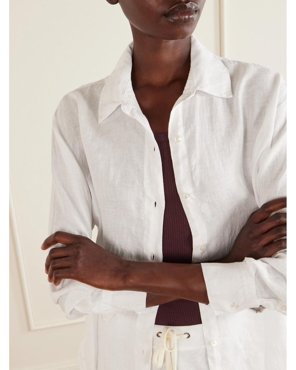 James Perse White Linen-Canvas Shirt