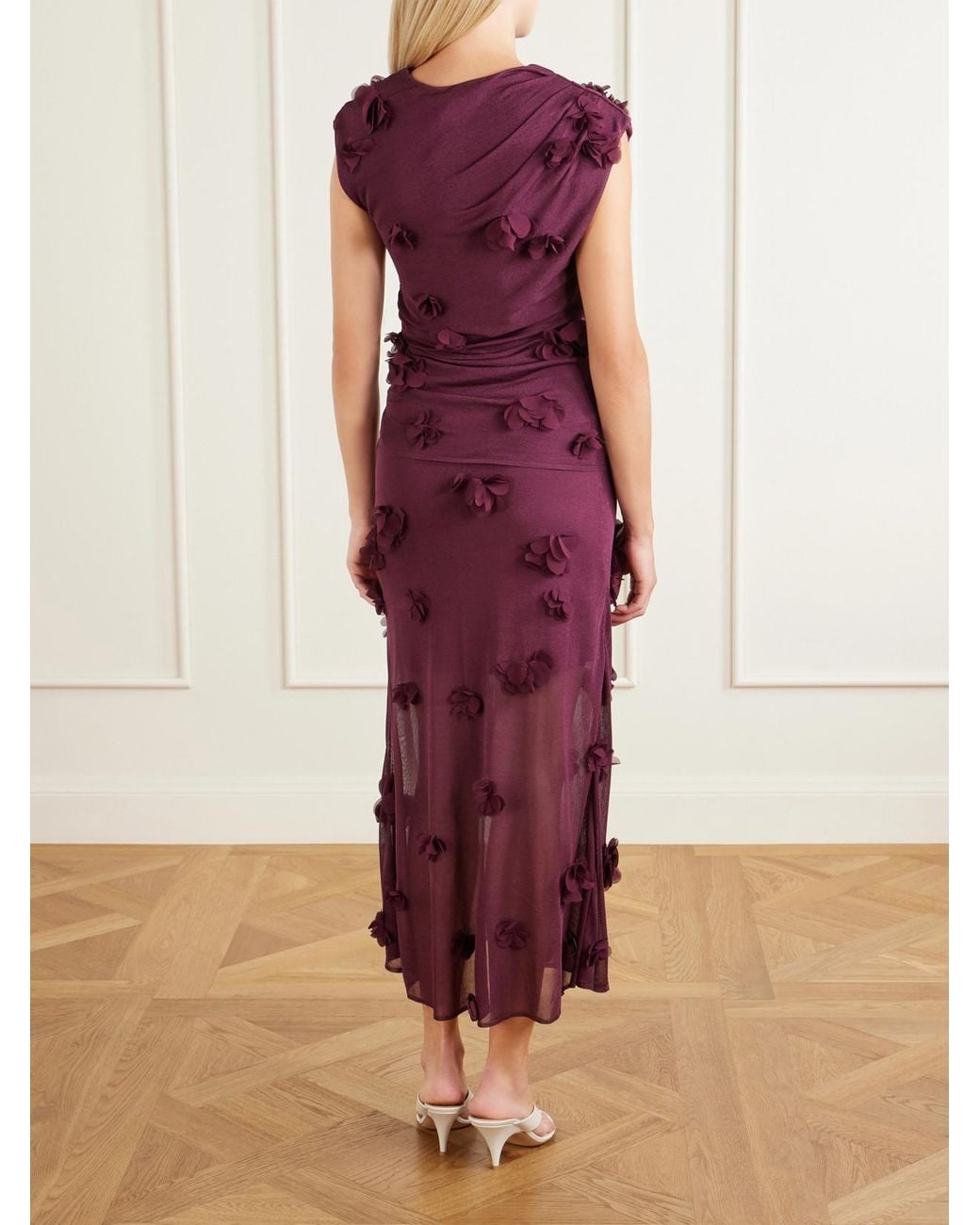 Jonathan Simkhai Purple Tessa Appliquéd Tulle Blouse