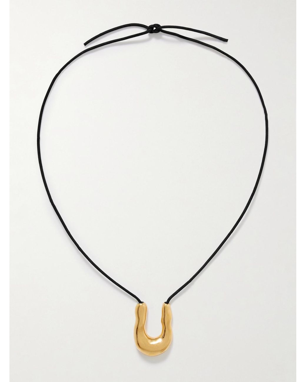 AGMES Wishbone Gold Vermeil Cord Necklace in Natural | Lyst