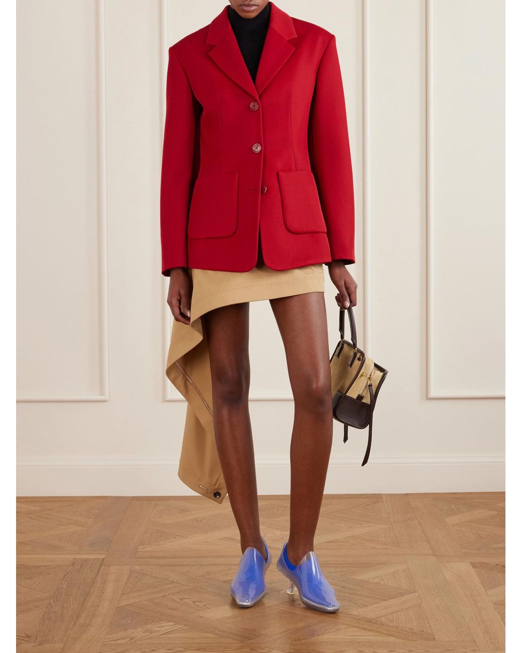 Loewe Natural Asymmetric Cotton And Silk-Blend Mini Skirt