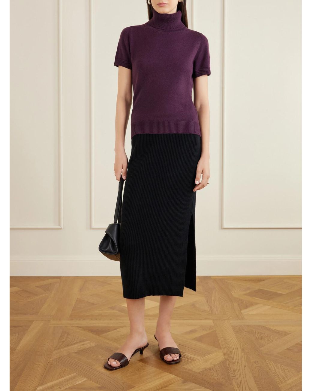 Allude Purple Cashmere Turtleneck Sweater
