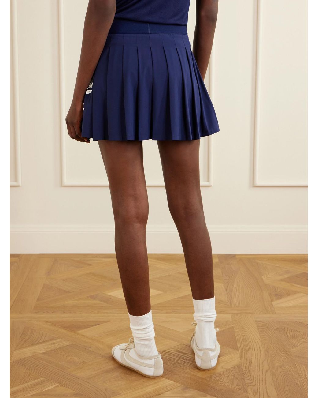 Polo Ralph Lauren Blue Wimbledon Pleated Logo-Printed Crepe Mini Skirt