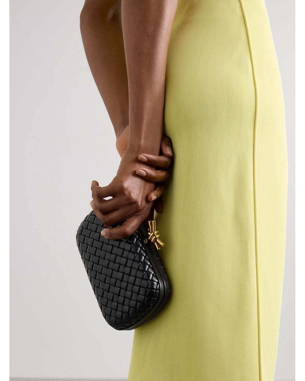 Bottega Veneta Black Knot Padded Intrecciato Leather Clutch