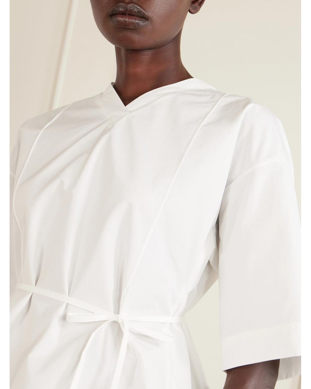 Calvin Klein White Lynn Cotton-Poplin Wrap Blouse