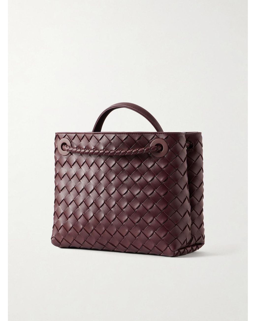 Bottega Veneta Purple Andiamo Small Intrecciato Leather Top-Handle Bag