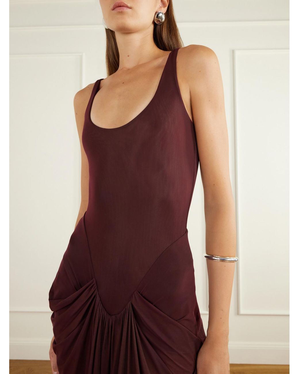 Maygel Coronel Red Aria Ruched Jersey Maxi Dress