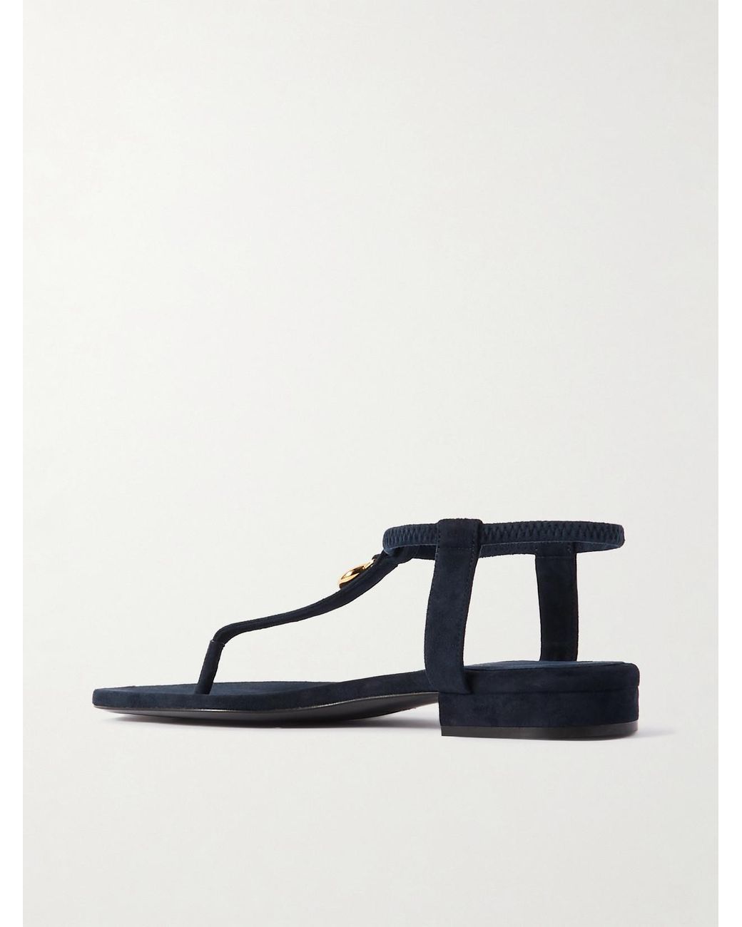 Loro Piana Blue Mindil Embellished Suede Sandals