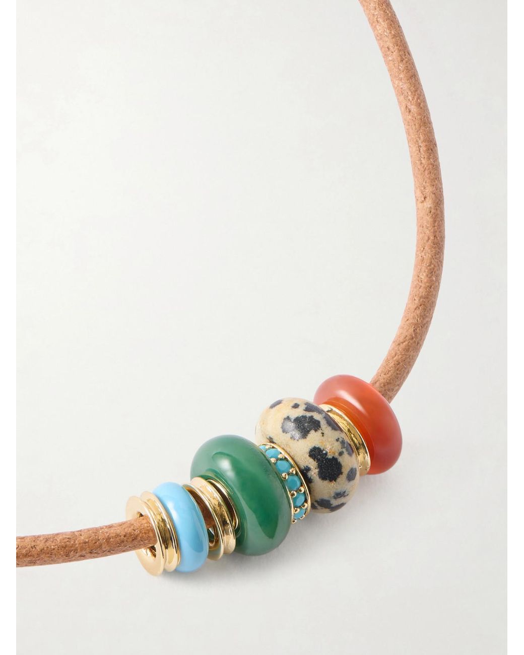 Roxanne Assoulin Natural The Leather Stone-Tone, Multi-Stone And Leather Necklace