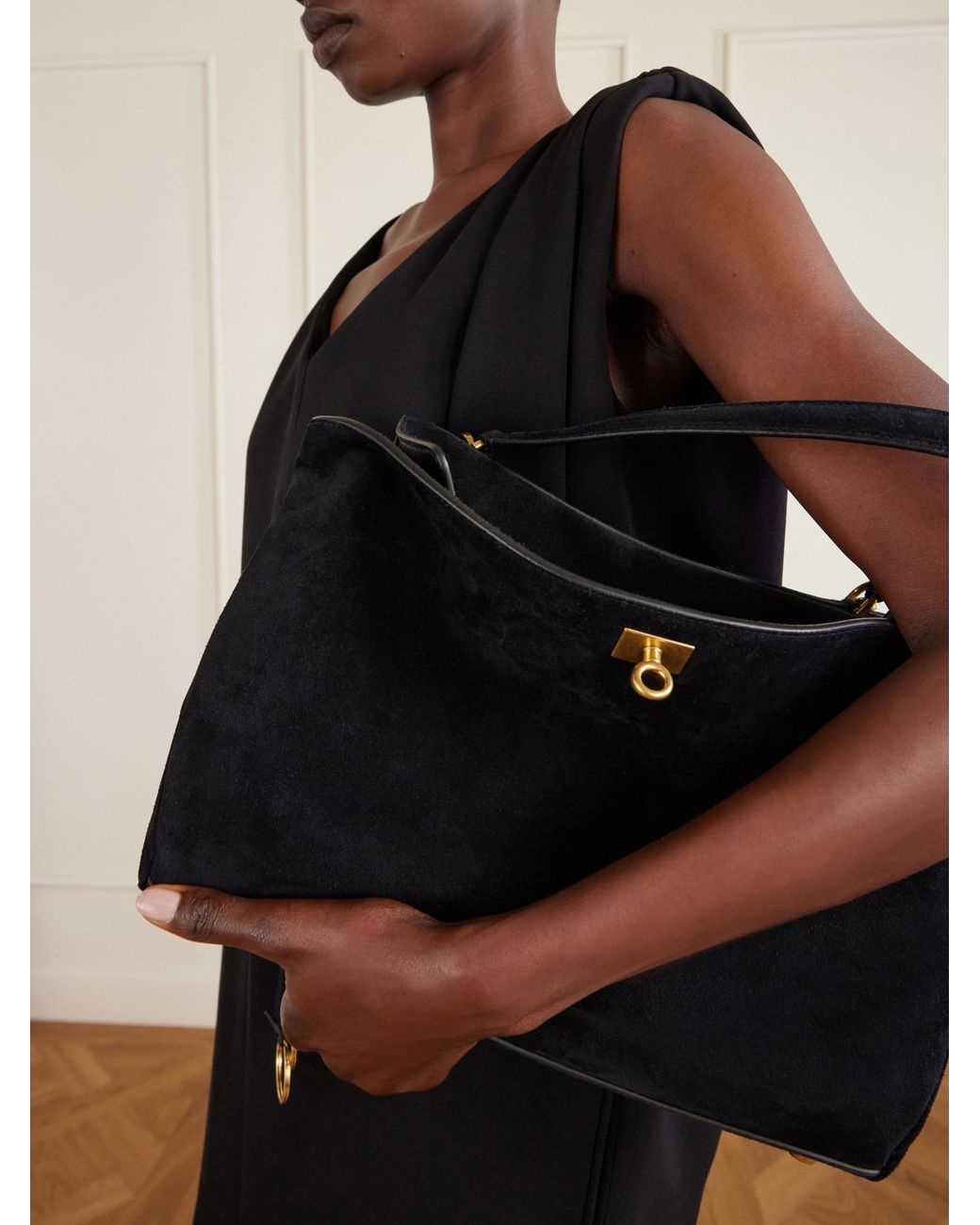 Balenciaga Black Rodeo Suede Shoulder Bag