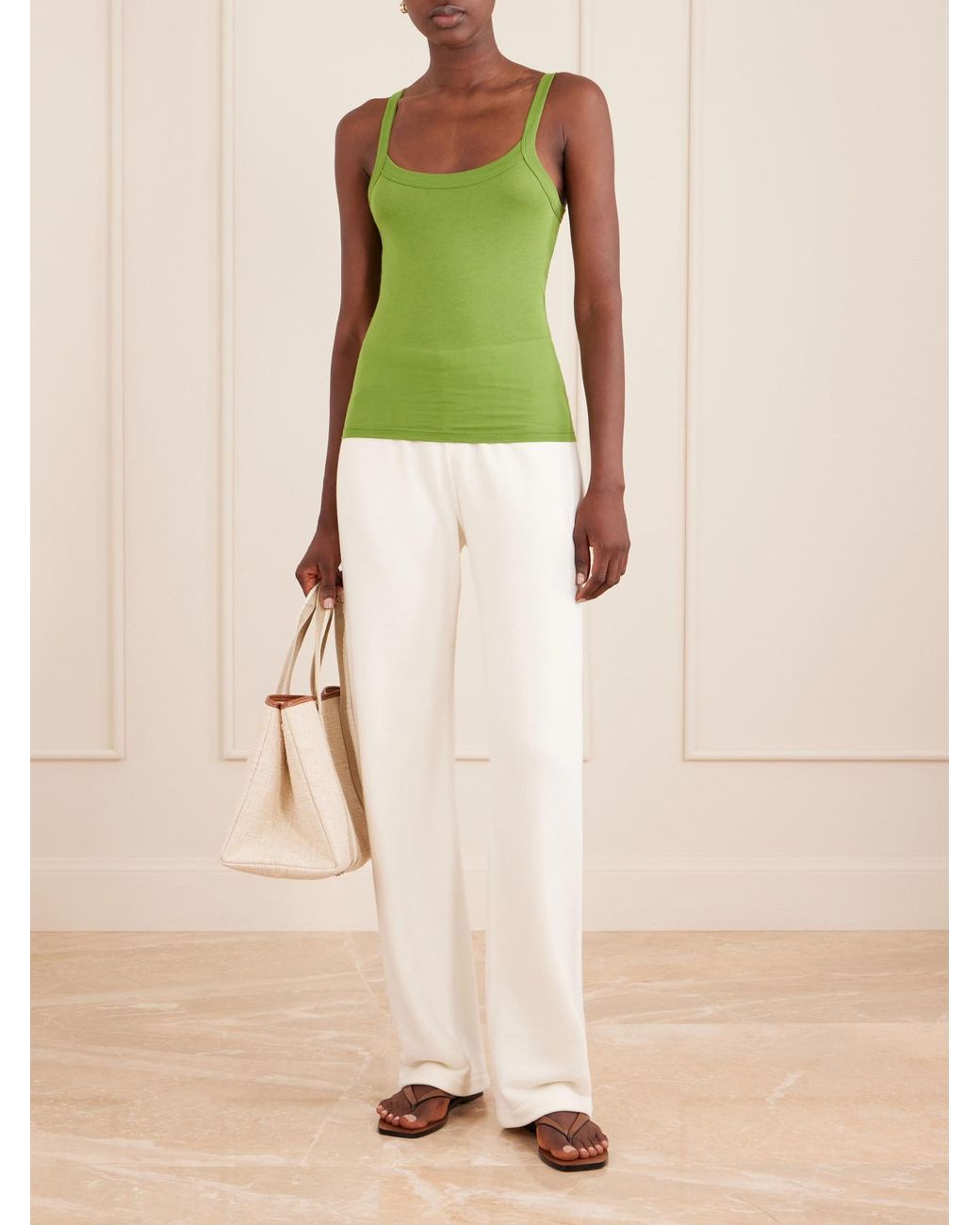 ÉTERNE Green Duke Cotton-Blend Tank