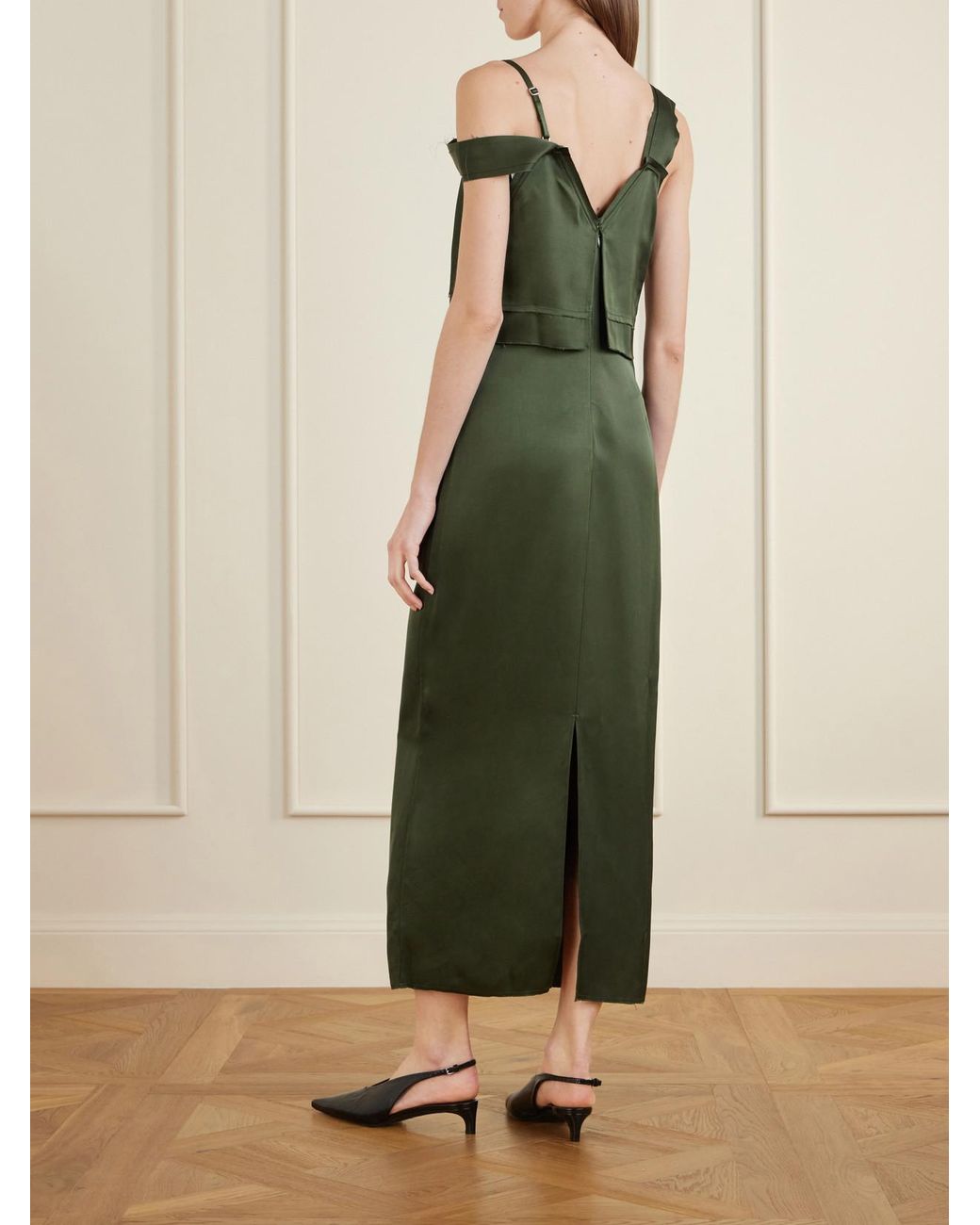 Totême Green Satin Maxi Dress