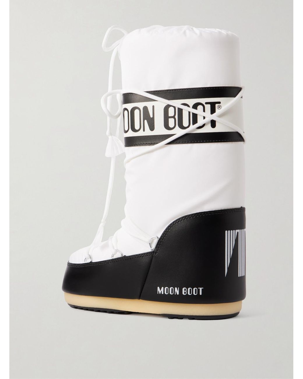 Moon Boot White Icon Shell And Leather-Like Snow Boots